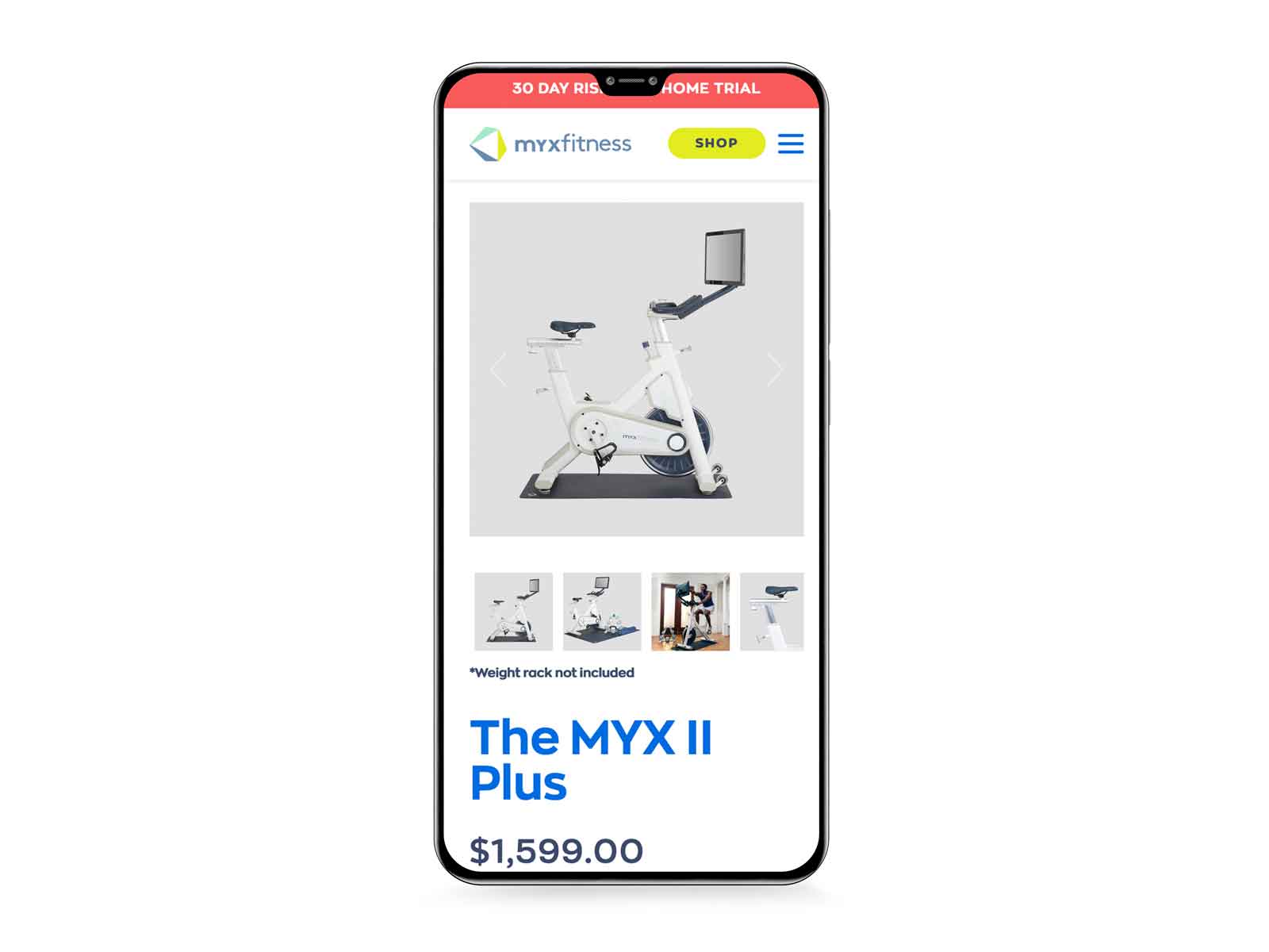 screen of the myxfitness product page