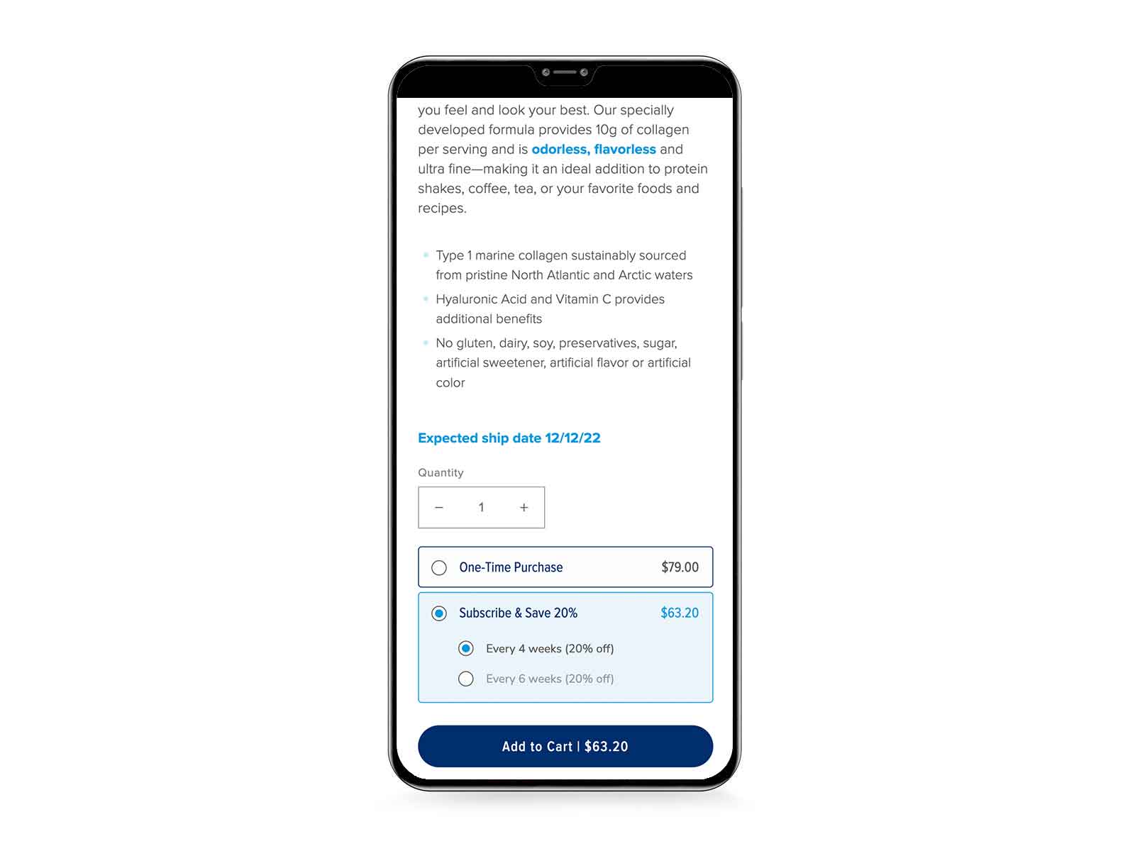 JustBjorn product page highlighting subscriptions on a mobile device